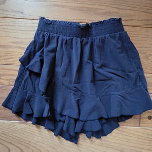 Navy Ruffle Hem Skort